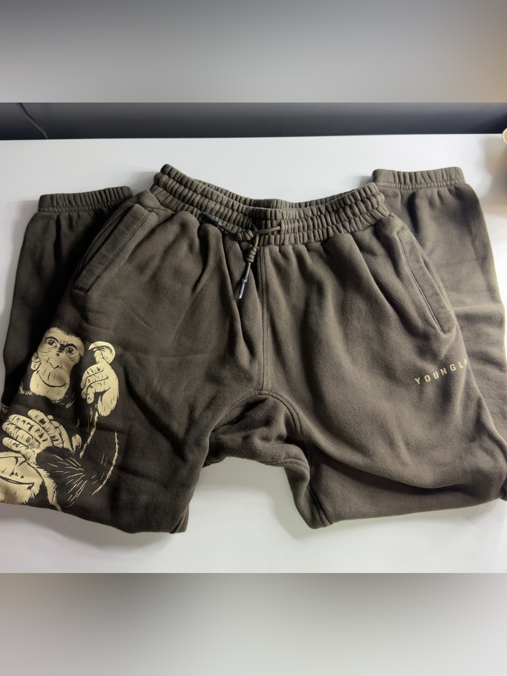 YoungLA Brown Graphic Fleece Joggers